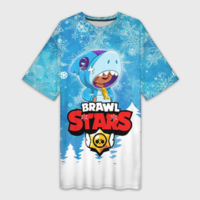 Платье-футболка 3D с принтом Зимний Brawl Stars Leon Shark ,  |  | 2020 | brawl | brawl stars | christmas | leon | new year | stars | бравл старс | брол старс | зима | игра | леон | новогодний | новый год | рождество | снег | снежинки