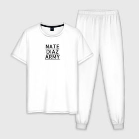 Мужская пижама хлопок с принтом NATE DIAZ ARMY , 100% хлопок | брюки и футболка прямого кроя, без карманов, на брюках мягкая резинка на поясе и по низу штанин
 | Тематика изображения на принте: нейт диаз nate diaz army стиль
спорт стоктон