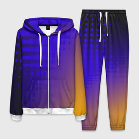 Мужской костюм 3D с принтом Градиент PRO , 100% полиэстер | Манжеты и пояс оформлены тканевой резинкой, двухслойный капюшон со шнурком для регулировки, карманы спереди | Тематика изображения на принте: волна | волны | градиент | синий | фиолетовый