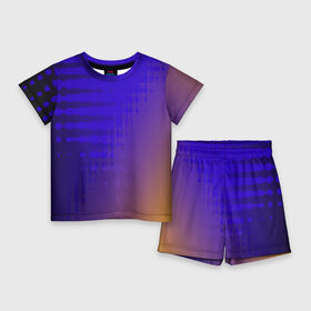 Детский костюм с шортами 3D с принтом Градиент PRO ,  |  | волна | волны | градиент | синий | фиолетовый