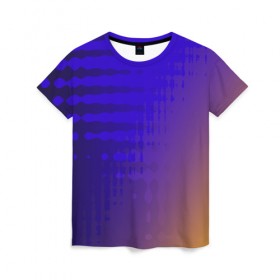 Женская футболка 3D с принтом Градиент PRO , 100% полиэфир ( синтетическое хлопкоподобное полотно) | прямой крой, круглый вырез горловины, длина до линии бедер | волна | волны | градиент | синий | фиолетовый