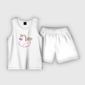 Детская пижама с шортами хлопок с принтом Уточка Единорог ,  |  | unicorn | единорог | радуга | утка | уточка