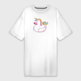 Платье-футболка хлопок с принтом Уточка Единорог ,  |  | unicorn | единорог | радуга | утка | уточка