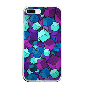 Чехол для iPhone 7Plus/8 Plus матовый с принтом Кубы , Силикон | Область печати: задняя сторона чехла, без боковых панелей | абстрактно | абстрактные | абстрактный | абстрактным | абстракция | кубики | кубические | кубический | кубическое | кубы | неон | неонка | неоновые | разноцветные | светящиеся | цветное | цветные