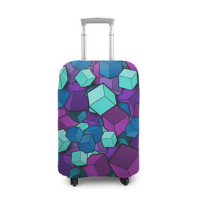 Чехол для чемодана 3D с принтом Кубы , 86% полиэфир, 14% спандекс | двустороннее нанесение принта, прорези для ручек и колес | абстрактно | абстрактные | абстрактный | абстрактным | абстракция | кубики | кубические | кубический | кубическое | кубы | неон | неонка | неоновые | разноцветные | светящиеся | цветное | цветные