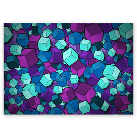 Поздравительная открытка с принтом Кубы , 100% бумага | плотность бумаги 280 г/м2, матовая, на обратной стороне линовка и место для марки
 | абстрактно | абстрактные | абстрактный | абстрактным | абстракция | кубики | кубические | кубический | кубическое | кубы | неон | неонка | неоновые | разноцветные | светящиеся | цветное | цветные