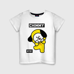 Детская футболка хлопок с принтом CHIMMY BT21 , 100% хлопок | круглый вырез горловины, полуприлегающий силуэт, длина до линии бедер | bt21 | bts | chimmy | cooky | koya | love yourself. | mang | rj | shooky | tata | бт21 | бтс