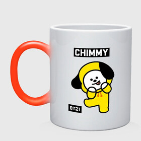 Кружка хамелеон с принтом CHIMMY BT21 , керамика | меняет цвет при нагревании, емкость 330 мл | Тематика изображения на принте: bt21 | bts | chimmy | cooky | koya | love yourself. | mang | rj | shooky | tata | бт21 | бтс