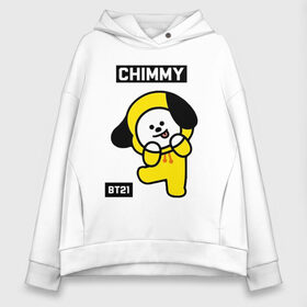 Женское худи Oversize хлопок с принтом CHIMMY BT21 , френч-терри — 70% хлопок, 30% полиэстер. Мягкий теплый начес внутри —100% хлопок | боковые карманы, эластичные манжеты и нижняя кромка, капюшон на магнитной кнопке | bt21 | bts | chimmy | cooky | koya | love yourself. | mang | rj | shooky | tata | бт21 | бтс