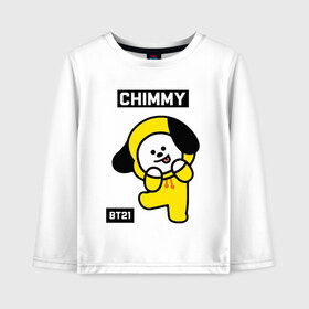 Детский лонгслив хлопок с принтом CHIMMY BT21 , 100% хлопок | круглый вырез горловины, полуприлегающий силуэт, длина до линии бедер | Тематика изображения на принте: bt21 | bts | chimmy | cooky | koya | love yourself. | mang | rj | shooky | tata | бт21 | бтс