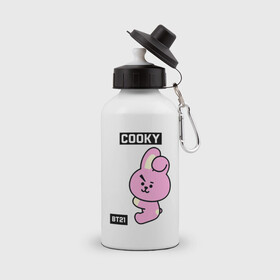 Бутылка спортивная с принтом COOKY BT21 , металл | емкость — 500 мл, в комплекте две пластиковые крышки и карабин для крепления | Тематика изображения на принте: bt21 | bts | chimmy | cooky | koya | love yourself. | mang | rj | shooky | tata | бт21 | бтс