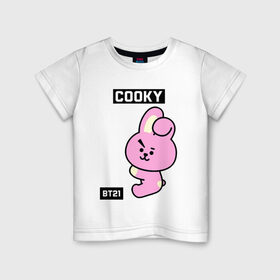 Детская футболка хлопок с принтом COOKY BT21 , 100% хлопок | круглый вырез горловины, полуприлегающий силуэт, длина до линии бедер | bt21 | bts | chimmy | cooky | koya | love yourself. | mang | rj | shooky | tata | бт21 | бтс