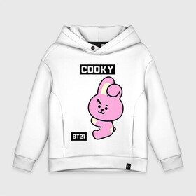 Детское худи Oversize хлопок с принтом COOKY BT21 , френч-терри — 70% хлопок, 30% полиэстер. Мягкий теплый начес внутри —100% хлопок | боковые карманы, эластичные манжеты и нижняя кромка, капюшон на магнитной кнопке | Тематика изображения на принте: bt21 | bts | chimmy | cooky | koya | love yourself. | mang | rj | shooky | tata | бт21 | бтс