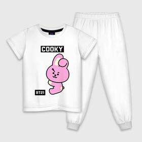 Детская пижама хлопок с принтом COOKY BT21 , 100% хлопок |  брюки и футболка прямого кроя, без карманов, на брюках мягкая резинка на поясе и по низу штанин
 | bt21 | bts | chimmy | cooky | koya | love yourself. | mang | rj | shooky | tata | бт21 | бтс