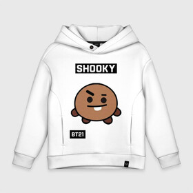 Детское худи Oversize хлопок с принтом SHOOKY BT21 , френч-терри — 70% хлопок, 30% полиэстер. Мягкий теплый начес внутри —100% хлопок | боковые карманы, эластичные манжеты и нижняя кромка, капюшон на магнитной кнопке | Тематика изображения на принте: bt21 | bts | chimmy | cooky | koya | love yourself. | mang | rj | shooky | tata | бт21 | бтс