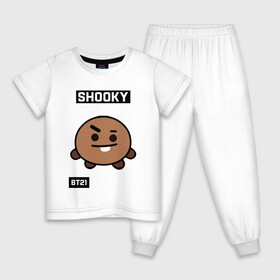 Детская пижама хлопок с принтом SHOOKY BT21 , 100% хлопок |  брюки и футболка прямого кроя, без карманов, на брюках мягкая резинка на поясе и по низу штанин
 | bt21 | bts | chimmy | cooky | koya | love yourself. | mang | rj | shooky | tata | бт21 | бтс