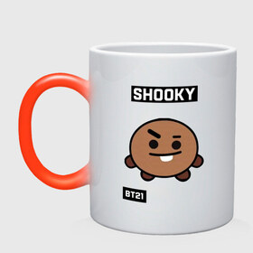 Кружка хамелеон с принтом SHOOKY BT21 , керамика | меняет цвет при нагревании, емкость 330 мл | bt21 | bts | chimmy | cooky | koya | love yourself. | mang | rj | shooky | tata | бт21 | бтс