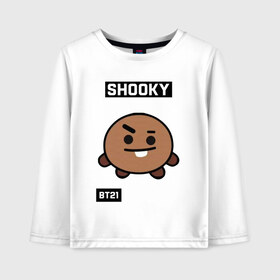 Детский лонгслив хлопок с принтом SHOOKY BT21 , 100% хлопок | круглый вырез горловины, полуприлегающий силуэт, длина до линии бедер | bt21 | bts | chimmy | cooky | koya | love yourself. | mang | rj | shooky | tata | бт21 | бтс