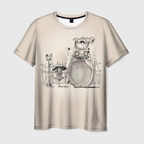 Мужская футболка 3D с принтом My Neighbor Totoro забор , 100% полиэфир | прямой крой, круглый вырез горловины, длина до линии бедер | anime | hayao miyazaki | japanese | meme | miyazaki | piano | studio ghibli | tokyo | totoro | гибли | котобус | мой | мэй | сацуки | сосед | сусуватари | тонари | тоторо | хаяо миядзаки