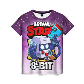 Женская футболка 3D с принтом BRAWL STARS 8-BIT , 100% полиэфир ( синтетическое хлопкоподобное полотно) | прямой крой, круглый вырез горловины, длина до линии бедер | 8 bit | 8 бит | brawl stars | brawl stars 8 bit | brawler | бравл старз | бравлер