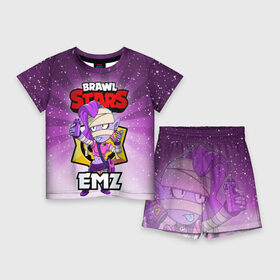 Детский костюм с шортами 3D с принтом BRAWL STARS EMZ ,  |  | Тематика изображения на принте: brawl stars | brawl stars emz | brawler | emz | бравл старз | бравлер | эмз