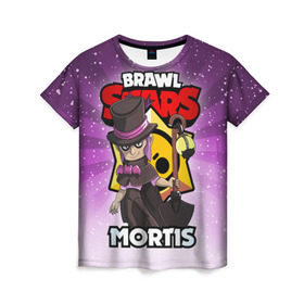 Женская футболка 3D с принтом BRAWL STARS MORTIS , 100% полиэфир ( синтетическое хлопкоподобное полотно) | прямой крой, круглый вырез горловины, длина до линии бедер | brawl stars | brawl stars mortis | brawler | mortis | бравл старз | бравлер | мортис