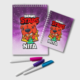 Блокнот с принтом BRAWL STARS NITA , 100% бумага | 48 листов, плотность листов — 60 г/м2, плотность картонной обложки — 250 г/м2. Листы скреплены удобной пружинной спиралью. Цвет линий — светло-серый
 | brawl stars | brawl stars nita | brawler | nita | бравл старз | бравлер | нита