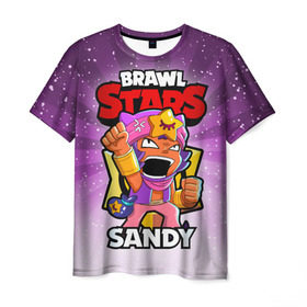 Мужская футболка 3D с принтом BRAWL STARS SANDY , 100% полиэфир | прямой крой, круглый вырез горловины, длина до линии бедер | brawl stars | brawl stars sandy | brawler | sandy | бравл старз | бравлер | сэнди