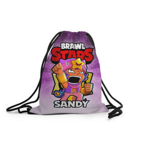 Рюкзак-мешок 3D с принтом BRAWL STARS SANDY , 100% полиэстер | плотность ткани — 200 г/м2, размер — 35 х 45 см; лямки — толстые шнурки, застежка на шнуровке, без карманов и подкладки | brawl stars | brawl stars sandy | brawler | sandy | бравл старз | бравлер | сэнди