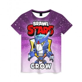 Женская футболка 3D с принтом BRAWL STARS CROW , 100% полиэфир ( синтетическое хлопкоподобное полотно) | прямой крой, круглый вырез горловины, длина до линии бедер | brawl stars | brawl stars crow | brawler | crow | бравл старз | бравлер | ворон