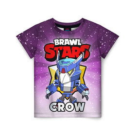 Детская футболка 3D с принтом BRAWL STARS CROW , 100% гипоаллергенный полиэфир | прямой крой, круглый вырез горловины, длина до линии бедер, чуть спущенное плечо, ткань немного тянется | brawl stars | brawl stars crow | brawler | crow | бравл старз | бравлер | ворон