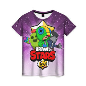 Женская футболка 3D с принтом BRAWL STARS , 100% полиэфир ( синтетическое хлопкоподобное полотно) | прямой крой, круглый вырез горловины, длина до линии бедер | brawl stars | brawler | crow | leon | spike | бравл старз | бравлер | ворон | леон | спайк