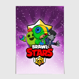 Постер с принтом BRAWL STARS , 100% бумага
 | бумага, плотность 150 мг. Матовая, но за счет высокого коэффициента гладкости имеет небольшой блеск и дает на свету блики, но в отличии от глянцевой бумаги не покрыта лаком | brawl stars | brawler | crow | leon | spike | бравл старз | бравлер | ворон | леон | спайк