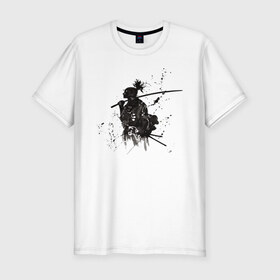 Мужская футболка хлопок Slim с принтом Samurai , 92% хлопок, 8% лайкра | приталенный силуэт, круглый вырез ворота, длина до линии бедра, короткий рукав | samurai | warrior | воин | самурай
