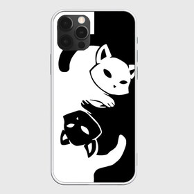 Чехол для iPhone 12 Pro Max с принтом ДВА КОТА КУВЫРКАЮТСЯ , Силикон |  | Тематика изображения на принте: black white | два кота кувыркаются | животные | котики | коты | черно белое