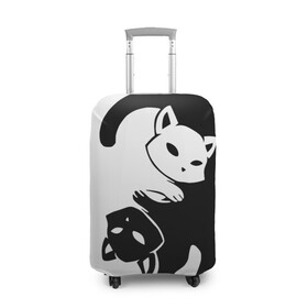 Чехол для чемодана 3D с принтом ДВА КОТА КУВЫРКАЮТСЯ. , 86% полиэфир, 14% спандекс | двустороннее нанесение принта, прорези для ручек и колес | black white | два кота кувыркаются | животные | котики | коты | черно белое