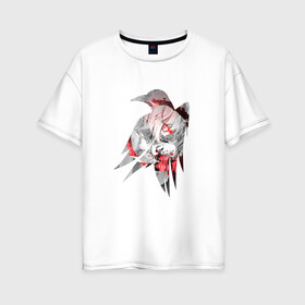 Женская футболка хлопок Oversize с принтом Ravens cloak Mirai , 100% хлопок | свободный крой, круглый ворот, спущенный рукав, длина до линии бедер
 | anime | anime girl | crow | dark | japanese | kuriyama | kyoukai no kanata | manga | mirai | raven | аниме | девушка