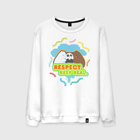 Мужской свитшот хлопок с принтом Respect keep real , 100% хлопок |  | baby bears | bare bears | charle and bears | dsgngerzen | grizz | isebear | panda | panpan | selfie panpan | vdgerir | вся правда о медведях