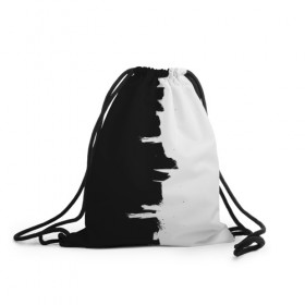 Рюкзак-мешок 3D с принтом Черным по белому , 100% полиэстер | плотность ткани — 200 г/м2, размер — 35 х 45 см; лямки — толстые шнурки, застежка на шнуровке, без карманов и подкладки | black | white | белый | инь | чб | черный | янь