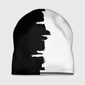 Шапка 3D с принтом Черным по белому , 100% полиэстер | универсальный размер, печать по всей поверхности изделия | black | white | белый | инь | чб | черный | янь