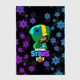 Постер с принтом Новогодний Brawl Stars LEON , 100% бумага
 | бумага, плотность 150 мг. Матовая, но за счет высокого коэффициента гладкости имеет небольшой блеск и дает на свету блики, но в отличии от глянцевой бумаги не покрыта лаком | brawl | brawl stars | crow | leon | stars | бравл | бравл старс | браво старс | игра | компьютерная | кров | леон | новогодний | новый год | онлайн | с новым годом | снежинки | старс