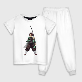 Детская пижама хлопок с принтом Tanjirou Kamado , 100% хлопок |  брюки и футболка прямого кроя, без карманов, на брюках мягкая резинка на поясе и по низу штанин
 | Тематика изображения на принте: demon | demon slaying corps | kamado | slayer | tanjirou | камадо | танджиро | тандзиро