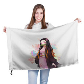 Флаг 3D с принтом Nezuko Kamado , 100% полиэстер | плотность ткани — 95 г/м2, размер — 67 х 109 см. Принт наносится с одной стороны | demon | kamado | nezuko | slayer | камадо | недзуко | незуко | нэдзуко | нэзуко