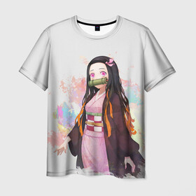 Мужская футболка 3D с принтом Nezuko Kamado , 100% полиэфир | прямой крой, круглый вырез горловины, длина до линии бедер | demon | kamado | nezuko | slayer | камадо | недзуко | незуко | нэдзуко | нэзуко