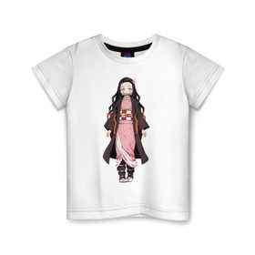Детская футболка хлопок с принтом Nezuko Kamado , 100% хлопок | круглый вырез горловины, полуприлегающий силуэт, длина до линии бедер | demon | kamado | nezuko | slayer | камадо | недзуко | незуко | нэдзуко | нэзуко