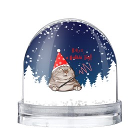 Снежный шар с принтом Вжух, и Новый Год! , Пластик | Изображение внутри шара печатается на глянцевой фотобумаге с двух сторон | 