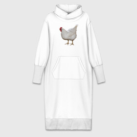Платье удлиненное хлопок с принтом Белая курица ,  |  | курица | петух | питух | птица | юмор