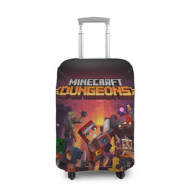 Чехол для чемодана 3D с принтом Minecraft Dungeons , 86% полиэфир, 14% спандекс | двустороннее нанесение принта, прорези для ручек и колес | dungeons | games | minecraft | mojang | игры | майнкрафт | подземелья | ремесло | шахтер
