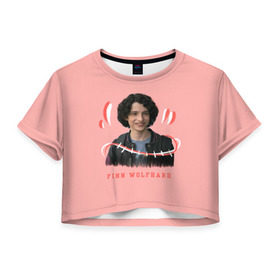 Женская футболка Cropp-top с принтом finn wolfhard , 100% полиэстер | круглая горловина, длина футболки до линии талии, рукава с отворотами | finn wolfhard | очень странные дела | финн вулфард