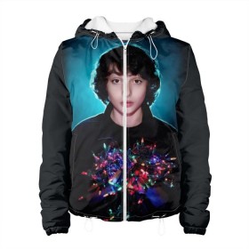 Женская куртка 3D с принтом finn wolfhard , ткань верха — 100% полиэстер, подклад — флис | прямой крой, подол и капюшон оформлены резинкой с фиксаторами, два кармана без застежек по бокам, один большой потайной карман на груди. Карман на груди застегивается на липучку | finn wolfhard | очень странные дела | финн вулфард